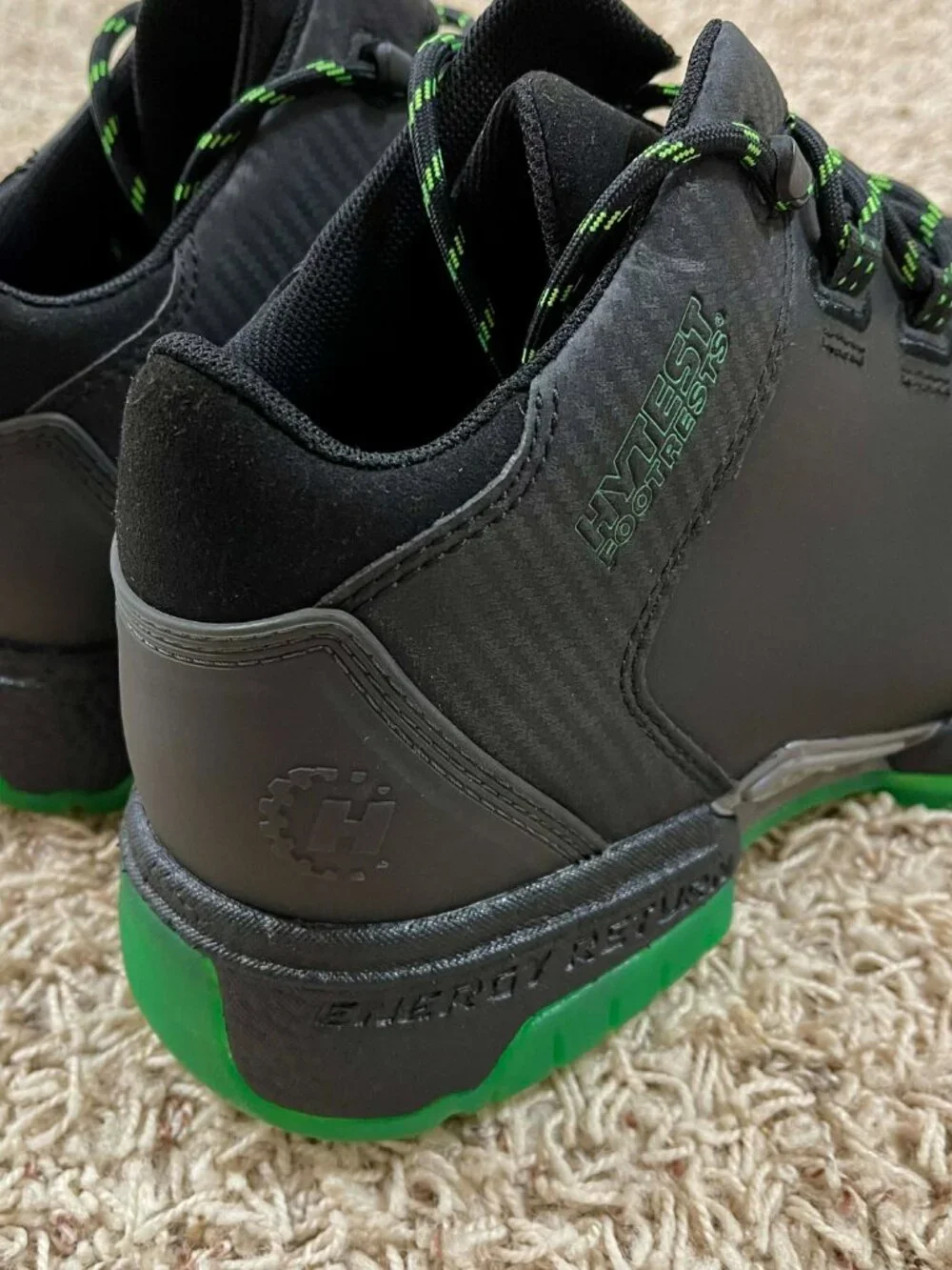 HYTEST Footrests Men's 2.0 Xergy Trainer Safety Shoes Black Green, Size 12 D